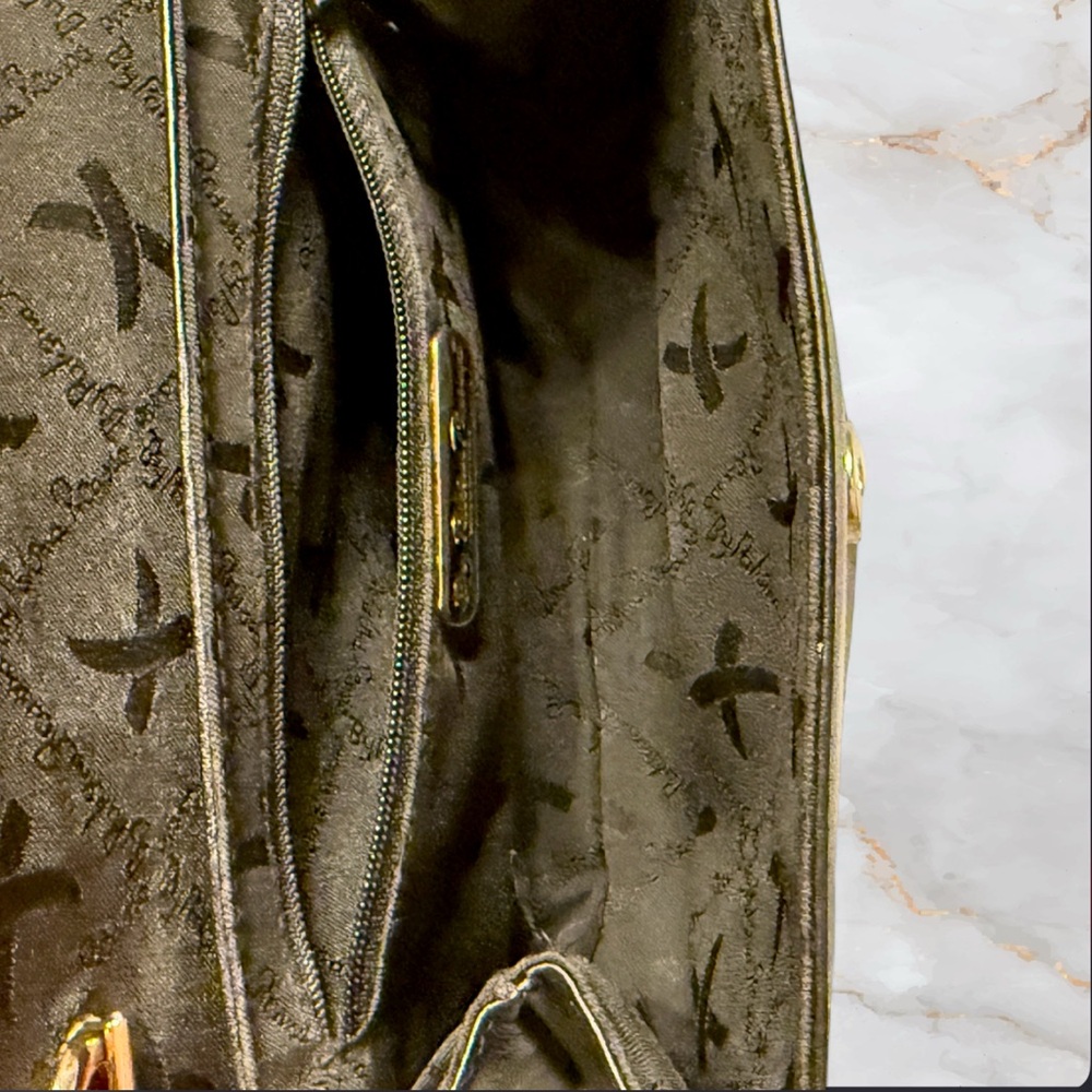 Vintage Paloma Picasso Black Leather Crossbody Bag Gold "X" Logo - Picture 5 of 11